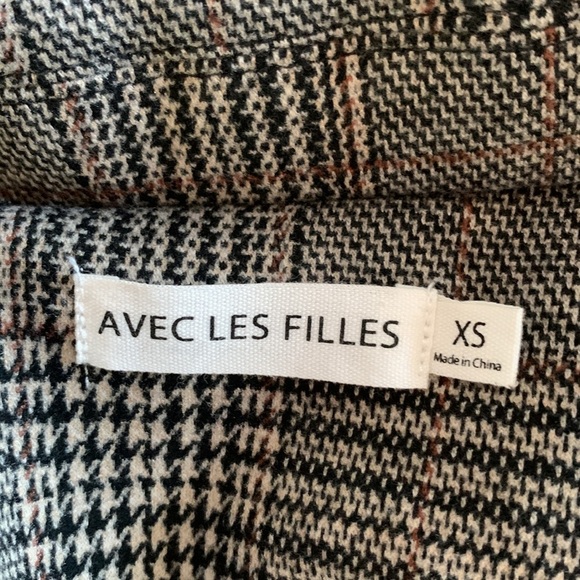 Anthropologie Avec Les Filles Sigrid Long Blazer Women’s Cream Black Plaid XS - Picture 8 of 13